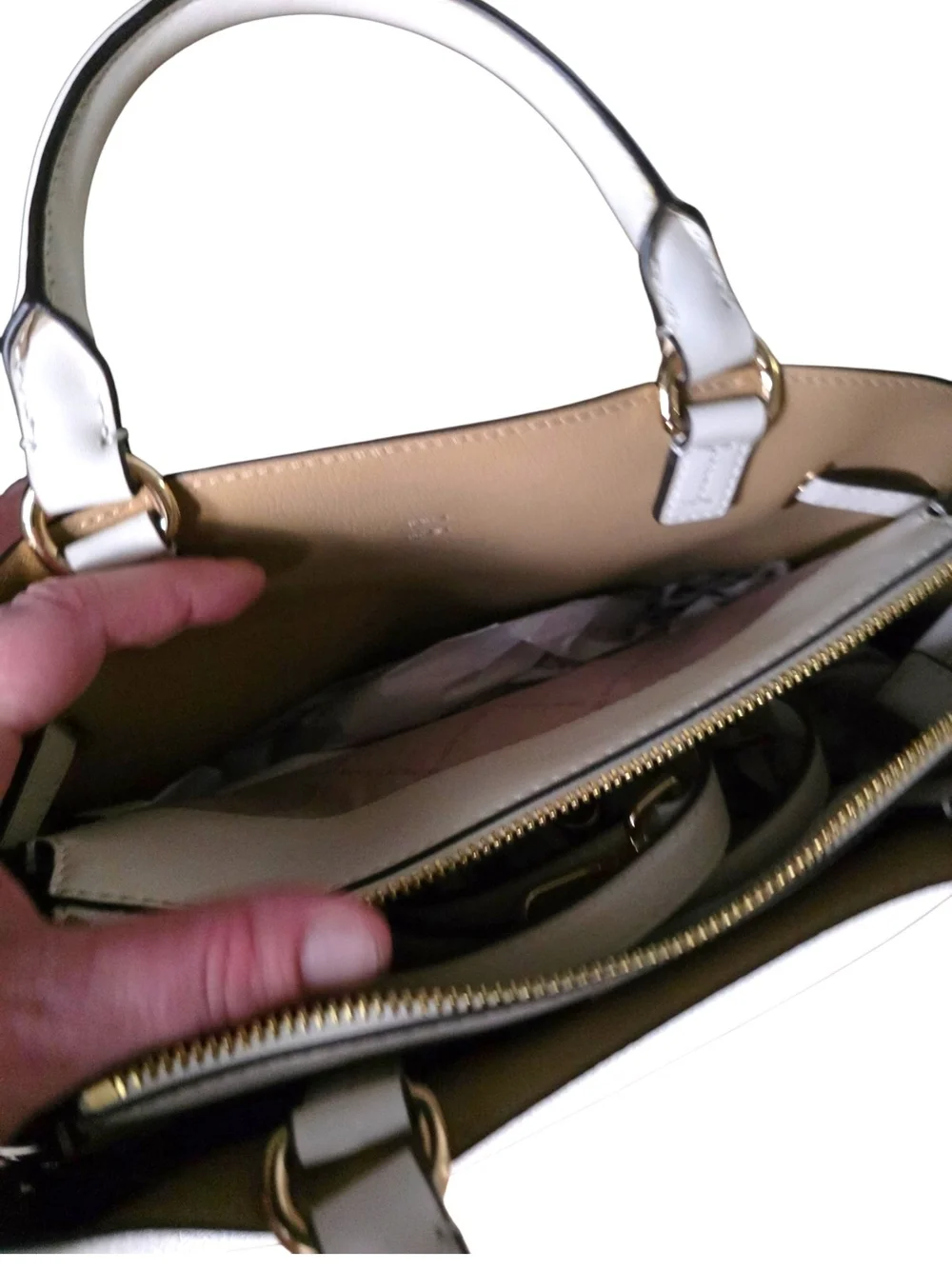 NWT Michael Kors Reed Large Belted Satchel Light Cream Leather + Dust Bag
